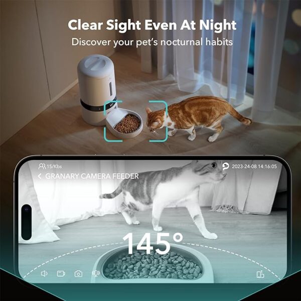 PETLIBRO Automatic Cat Feeder with Camera, 1080P HD Video with Night Vision, 5G WiFi Pet Feeder with 2-Way Audio, Low Food & Blockage Sensor, Motion & Sound Alerts for Cat & Dog Single Tray - Image 4