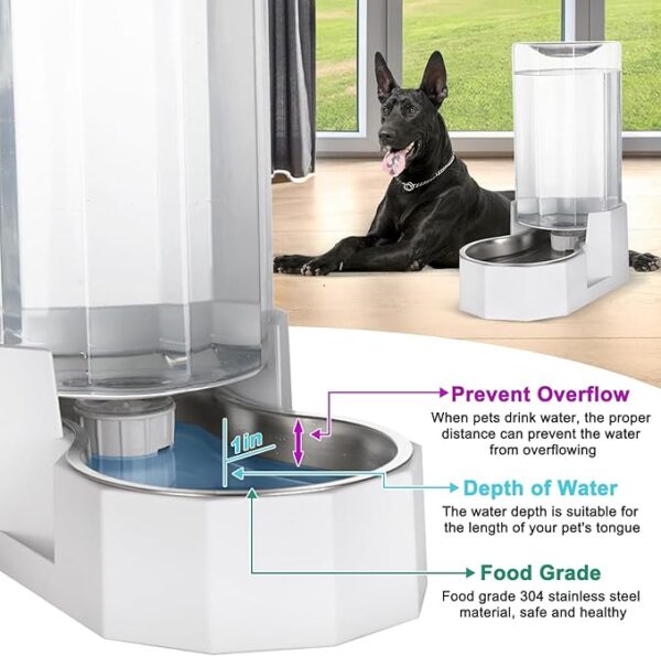 CZPET Automatic 8L Gravity Pet Water Dispenser with Stainless Steel Bowls, 100% BPA-Free,Safe and Large Capacity, Suitable for Small and Medium-Sized Cats and Dogs (8L Without Filter) - Image 5