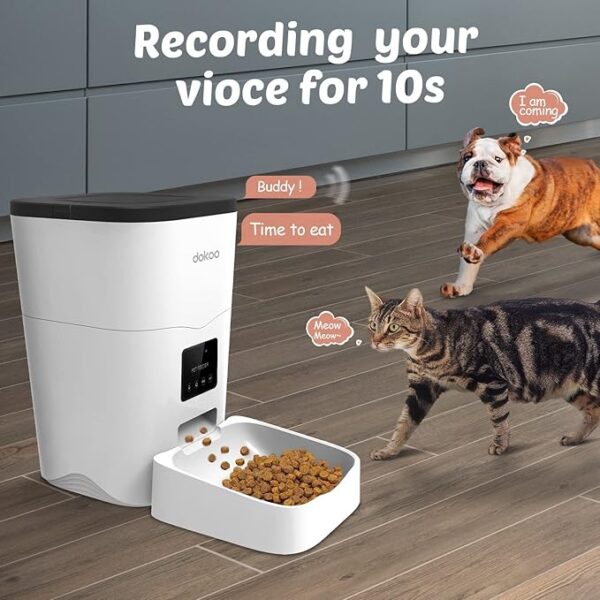 Dokoo Automatic Cat Feeders, App Control Smart Pet Food Dispenser with Portion Control&Timer Setting, Auto Dog Feeder 1-10 Meals, Voice Record, Small & Medium Pets,2.4G Wi-Fi ONLY, 3L/13cup (White) - Image 3