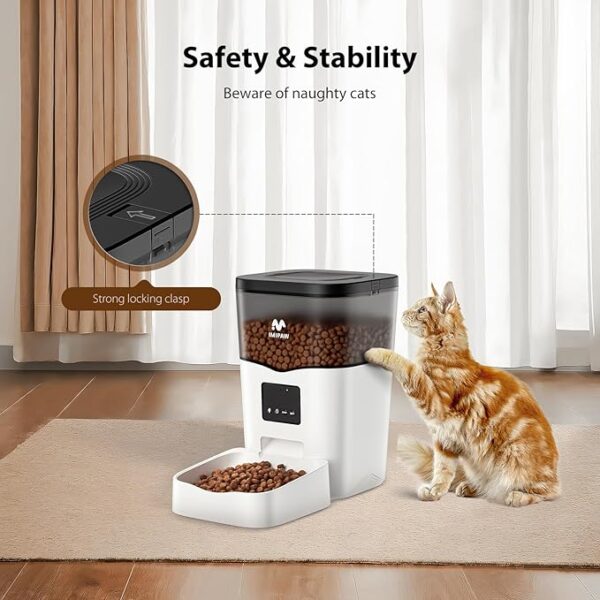 IMIPAW Automatic Cat Feeder WiFi: Automatic Cat Food Dispenser with App Remote Control Timed Feeding of Dry Food 10s Voice Recorder Programmable Pet Feeder for Cat & Small Dog Up to10 Meals - Image 6