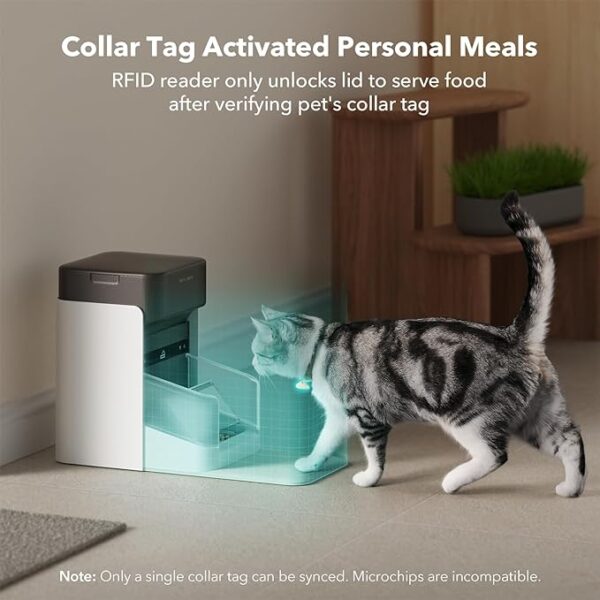 PETLIBRO Upgraded RFID Automatic Cat Feeder, 5G Wi-Fi Automatic Pet Feeder, 3L Auto Cat Feeder App Control with Light Collar Tag, Tag Activated One Automatic Cat Food Dispenser 1-10 Meals Control - Image 4