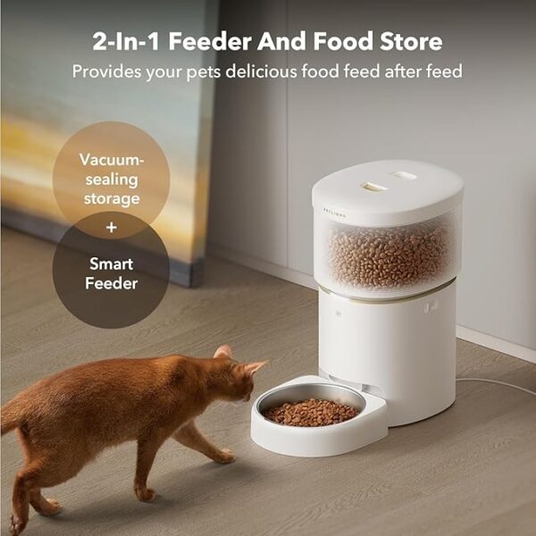 PETLIBRO Vacuum-Sealed Automatic Dog Feeder, 5G Wi-Fi Automatic Cat Feeder with 8L/34Cups, Automatic Cat Food Dispenser for Airtight Storage, Space Pet Feeder with 187mm Large Food Tray for Pet - Image 3