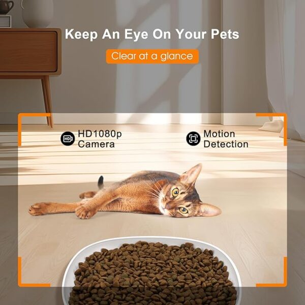 HONGSON LEDA Automatic Cat Feeder with Camera, 4L Timed Pet Feeder for Cats and Dogs with Dry Food Dispenserr, 10s Voice Recorder APP Control Motion Detection - Image 5