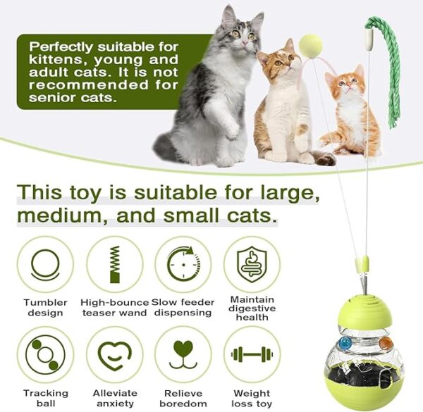 Cat Interactive Toys for Indoor Cats Kitten Wand Toy Weight Loss Lose Kitty Tracking Balls Slow Food Dispenser Feeder Treat Dispensing Feeding Pet Supplies Birthday Gift - Image 2