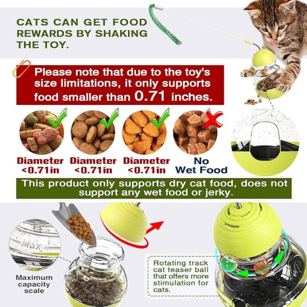 Cat Interactive Toys for Indoor Cats Kitten Wand Toy Weight Loss Lose Kitty Tracking Balls Slow Food Dispenser Feeder Treat Dispensing Feeding Pet Supplies Birthday Gift - Image 5