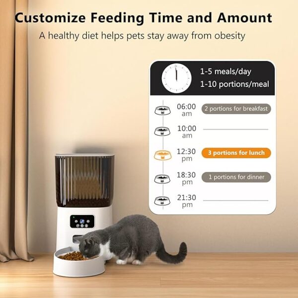 Automatic Cat Feeder with Camera, 1080P Live Video with Night Vision, 6L/25 Cups Timed Cat Food Dispenser for Remote Feeding, 2-Way Audio, Pet Feeder for Cats and Dogs with App Control - Image 3