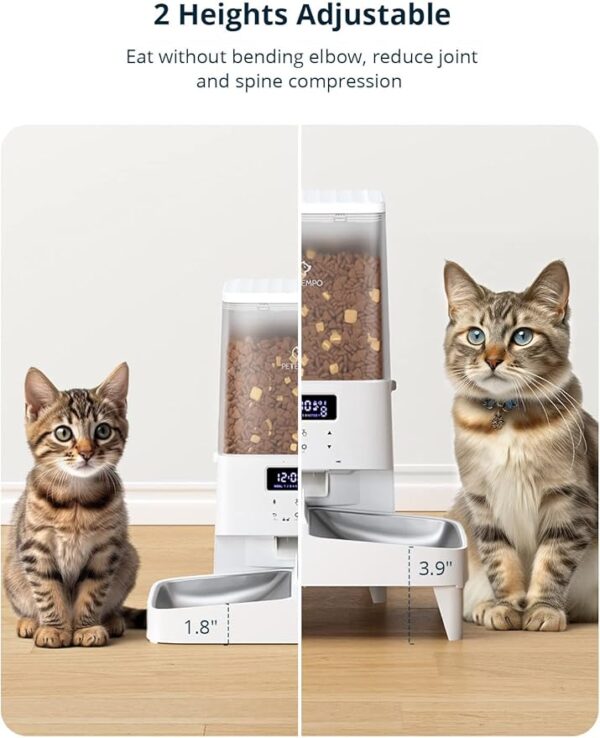 Automatic Cat Feeders, PETEMPO 5L Dog Feeder, Anti-Stuck Design & 10s Meal Call, Programmable Pet Feeder for 1-2 Cats and Dogs, 48 Portion 6 Meal Per Day (Panel Control) - Image 4