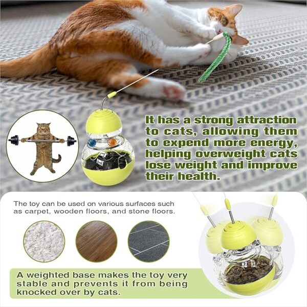 Cat Interactive Toys for Indoor Cats Kitten Wand Toy Weight Loss Lose Kitty Tracking Balls Slow Food Dispenser Feeder Treat Dispensing Feeding Pet Supplies Birthday Gift - Image 6