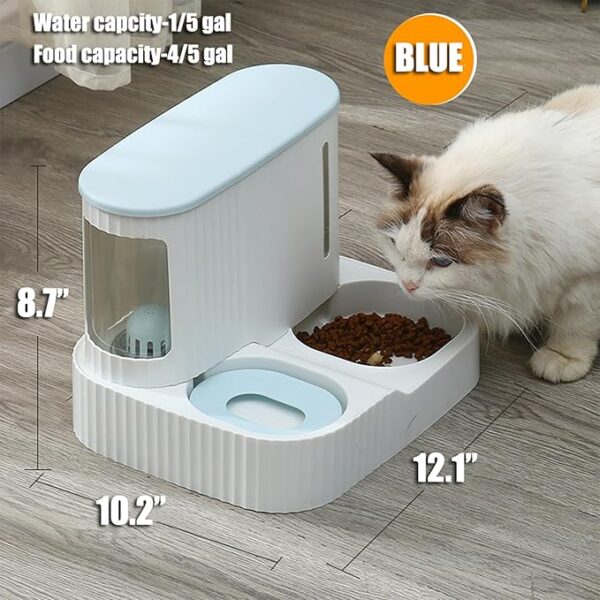 Junbec-Pet Automatic Cat Food Water Dispenser Gravity Pet Self Feeder Dry Food Bowl and Watering Supplies Dispenser for Indoor Small Medium Dog Puppy Kitten 2 in 1 (GREEN) - Image 7