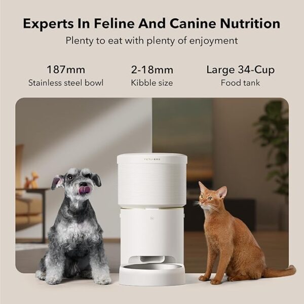 PETLIBRO Vacuum-Sealed Automatic Dog Feeder, 5G Wi-Fi Automatic Cat Feeder with 8L/34Cups, Automatic Cat Food Dispenser for Airtight Storage, Space Pet Feeder with 187mm Large Food Tray for Pet - Image 5