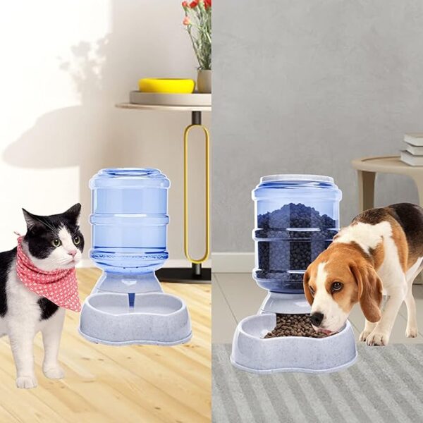 VSEER Pet Feeder and Water Food Dispenser Automatic Water Bowl for Dogs Cats, BPA-Free, Gravity Refill, Self Feeding for Small Medium Pets Puppy Kitten Rabbit - 1 Gallon 3.8L (Waterer + Feeder) - Image 7