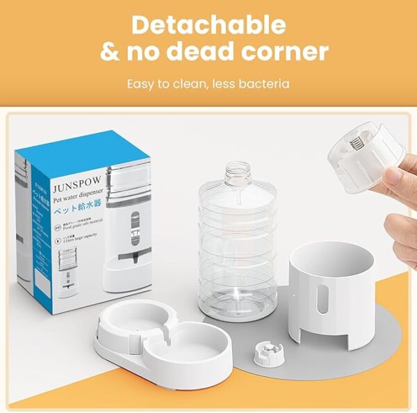 JUNSPOW Pet Water Dispenser 4L with Placemat and Visible Window, Automatic Cat & Dog Water Dispenser, Pet Water Bowl, Stable Noiseless and Easy-Cleaning - Image 6