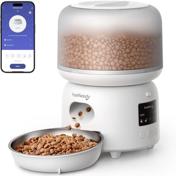 Automatic Pet Feeder, FEELNEEDY 3L WiFi Food Dispenser for Cats and Dogs with 304 Stainless Steel Feeding Bowl, Up to 36 Portions 10 Meals Per Day, App Control/2.4G WiFi Spport