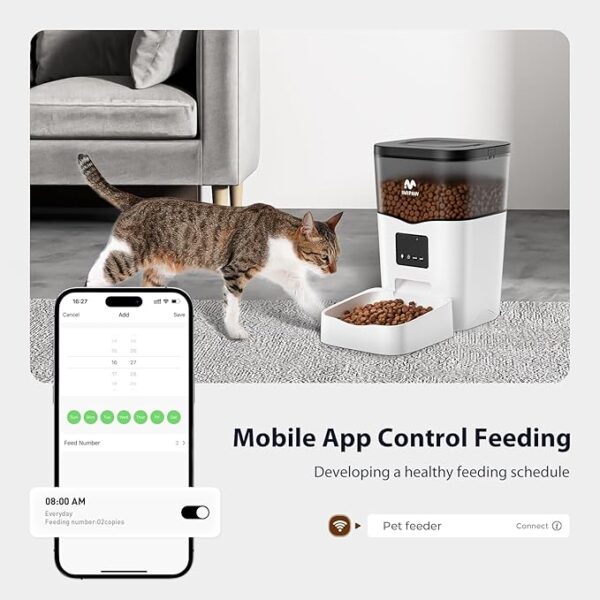 IMIPAW Automatic Cat Feeder WiFi: Automatic Cat Food Dispenser with App Remote Control Timed Feeding of Dry Food 10s Voice Recorder Programmable Pet Feeder for Cat & Small Dog Up to10 Meals - Image 2