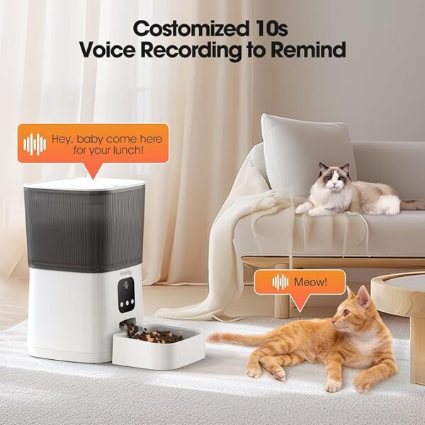 Hinbby Automatic Cat Feeder with 1080P Camera, 7L WiFi Cat Food Dispenser with Remote App Control, Voice & Video Record, Dual Power Supply, Automatic Dog Feeder Auto Pet Dry Food Feeders for Cats - Image 2