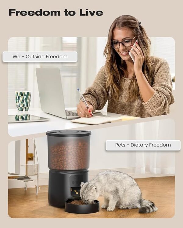 Automatic Cat Feeder: 2.4G/5G Cat Food Dispenser - 5L Cat Feeder with 1-10 Meals - WiFi Cat Feeder Automatic - APP Control - Cat Automatic Feeders - Auto Cat Feeder - Pet Feeder - BEMOONY - Black Visit the BEMOONY Store - Image 3