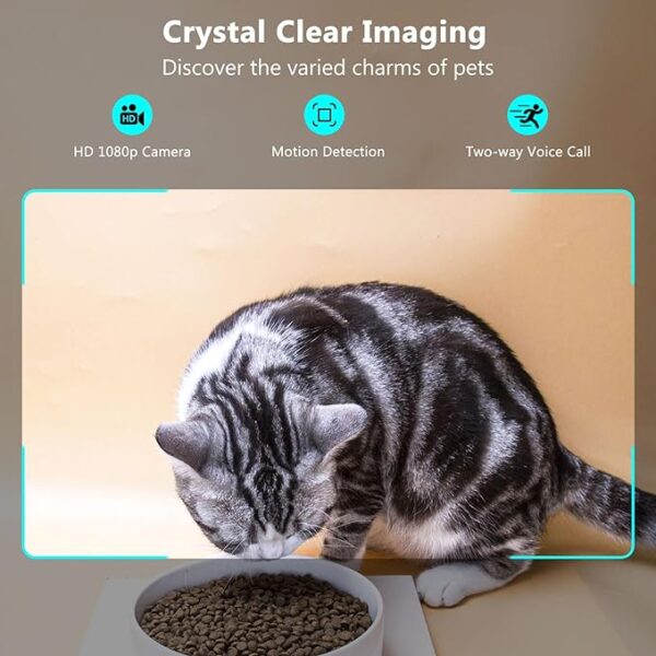 Automatic Cat Feeder with Camera, 1080P Live Video with Night Vision, 6L/25 Cups Timed Cat Food Dispenser for Remote Feeding, 2-Way Audio, Pet Feeder for Cats and Dogs with App Control - Image 3