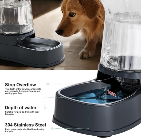 Gardner Pet Automatic Dog Water Dispenser Gravity Stainless Steel Water Waterer & Food Feeder Set, Large Capacity Feeding Bowls for Medium & Large-Sized Dogs Cats Other Pets -(1 Gallon x2) - Image 4