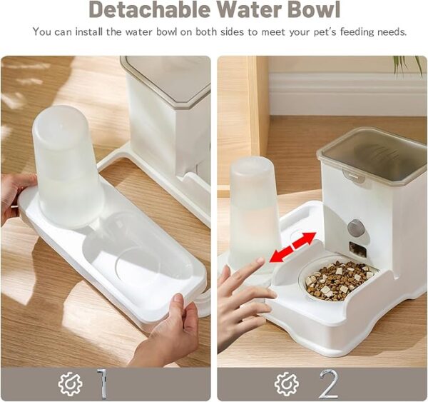 Yummy Sam Extra Large Cat Automatic Feeder Water Bottle Dispenser, Integrated Large Capacity Dog 1L Water Bowl 2.8L Food Bowl Set Feeding Station Feeder Dish for Puppy Cats Rabbit Ferret (White) - Image 5