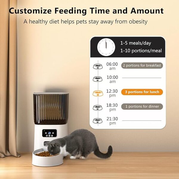 Automatic Cat Feeder with Camera, 1080P Live Video with Night Vision, 6L/25 Cups Timed Cat Food Dispenser for Remote Feeding, 2-Way Audio, Pet Feeder for Cats and Dogs with App Control - Image 2