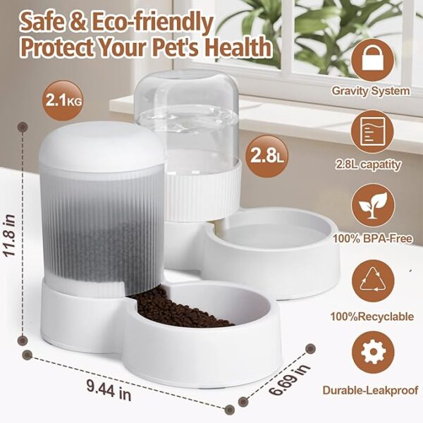 Gravity Cat Feeder with 2.8L Capacity, BPA Free, Food Grade Plastic, Automatic, Eco-Friendly - Image 2