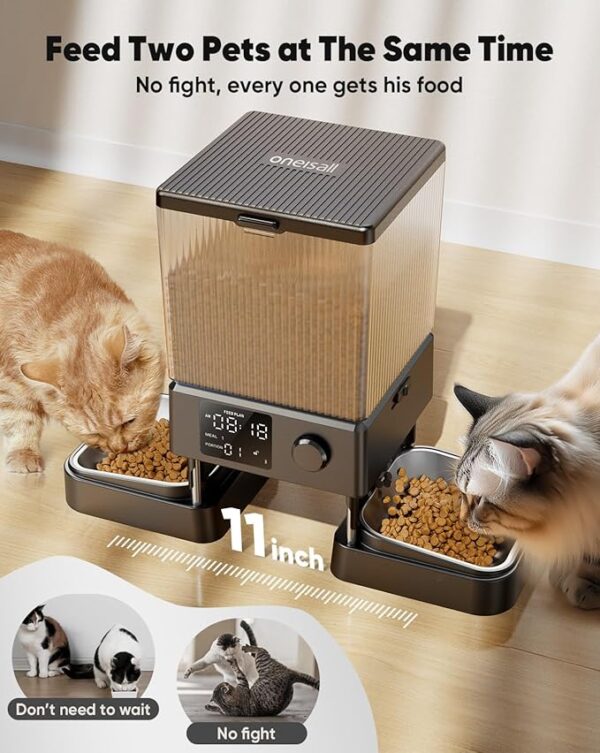 oneisall Automatic Cat Feeder for 2 Cats, 20 Cups/5L Automatic Cat Food Dispenser for Small Pets Indoor, Timed Cat Feeder for Dry Food - Image 6