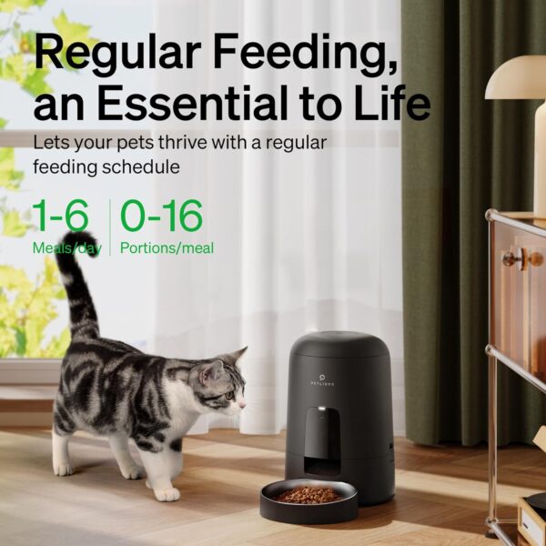 PETLIBRO Automatic Cat Feeder, Battery-operated Automatic Cat Food Dispenser with 180-Day Life, AIR Cordless Timed Pet Feeder for Cat & Dog, 2L Auto Cat Feeder, Black - Image 2