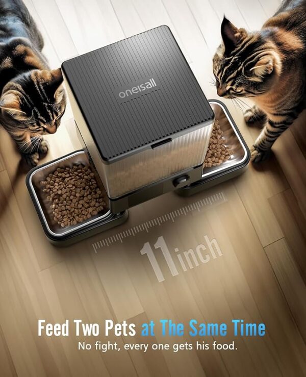 oneisall Automatic Cat Feeder with 5G WiFi, Automatic Cat Food Dispenser for 2 Cats Small Pets, 20 Cups/5L Timed Dry Food Dispenser with APP Control - Image 4