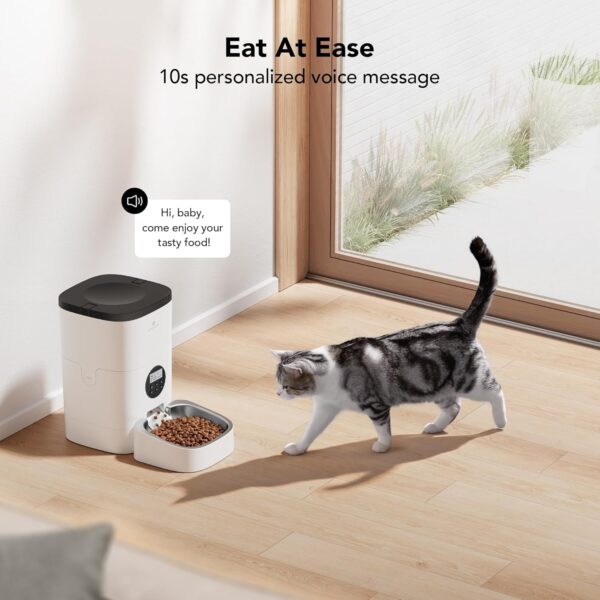 PETLIBRO Automatic Cat Feeder, Automatic Cat Food Dispenser with Timer Interactive Voice Recorder, Auto Cat Feeder with 1-4 Meals Control Dry Food, White Opaque - Image 5