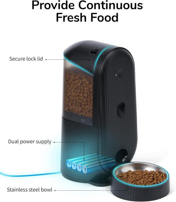 FUKUMARU Automatic Cat Feeder, 2 in 1 Automatic Pet Feeders with Camera and Audio, Support DIY Meals and Timed Control WiFi Cat Food Dispenser, Suit for Cat and Dog - Image 6