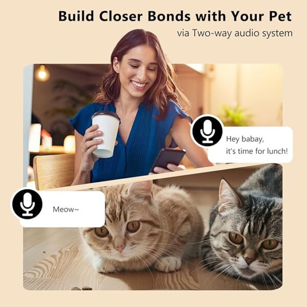 Automatic Cat Feeder with Camera, 1080P Live Video with Night Vision, 6L/25 Cups Timed Cat Food Dispenser for Remote Feeding, 2-Way Audio, Pet Feeder for Cats and Dogs with App Control - Image 4