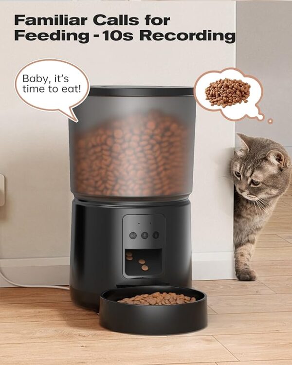 Automatic Cat Feeder: 2.4G/5G Cat Food Dispenser - 5L Cat Feeder with 1-10 Meals - WiFi Cat Feeder Automatic - APP Control - Cat Automatic Feeders - Auto Cat Feeder - Pet Feeder - BEMOONY - Black Visit the BEMOONY Store - Image 4