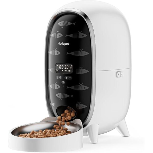 Timed Automatic Cat Feeder with Fully Enclosed Freshness Chamber 3L Cat Food Dispenser Battery-Operated with 180-Day Battery Life Up to 6 Meals 90 Portions Per Day 10S Voice Record