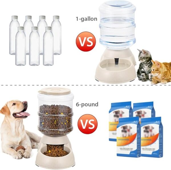 2 Pack Automatic Cat Feeder and Water Dispenser in Set Gravity Food Feeder and Waterer Pet Food Bowl for Small Medium Dog Pets Puppy Kitten Big Capacity 1 Gallon x 2 - Image 4