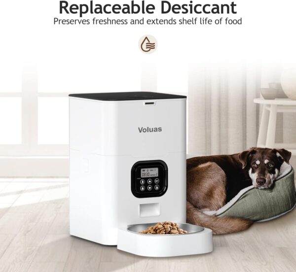 VOLUAS Automatic Cat Feeders - Timed Pet Feeder for Cats and Dogs with Dry Food Dispenser, Desiccant Bag, Programmable Portion Control, 4 Daily Meals, 10s Voice Recorder - Image 3