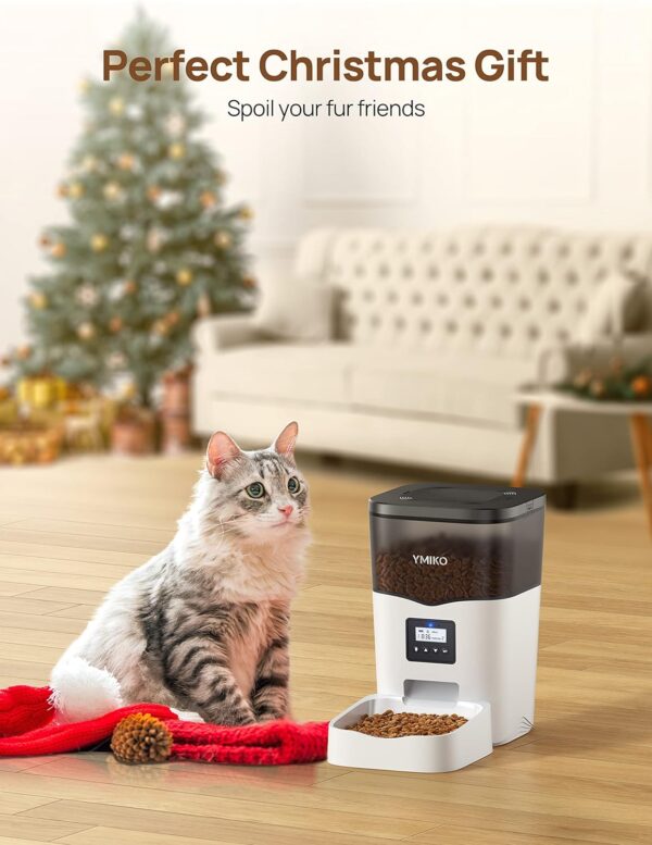 Ymiko Automatic Cat Feeder, Automatic Cat Food Dispenser with Freshness-Preserving Function and Voice Recorder, Timed Dry Food Feeder for Cats, 1-4 Meals Per Day, Granary Style Pet Feeder for Cats - Image 8