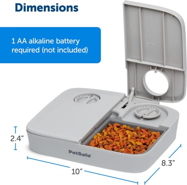 PetSafe Analog 2 Meal Programmable Pet Feeder, Automatic Dog and Cat Feeder - Dry or Semi-Moist Pet Food Dispenser, Slow Feed Portion Control (3 Cup/16 Ounce Total Capacity), Tamper-Resistant Design - Image 3