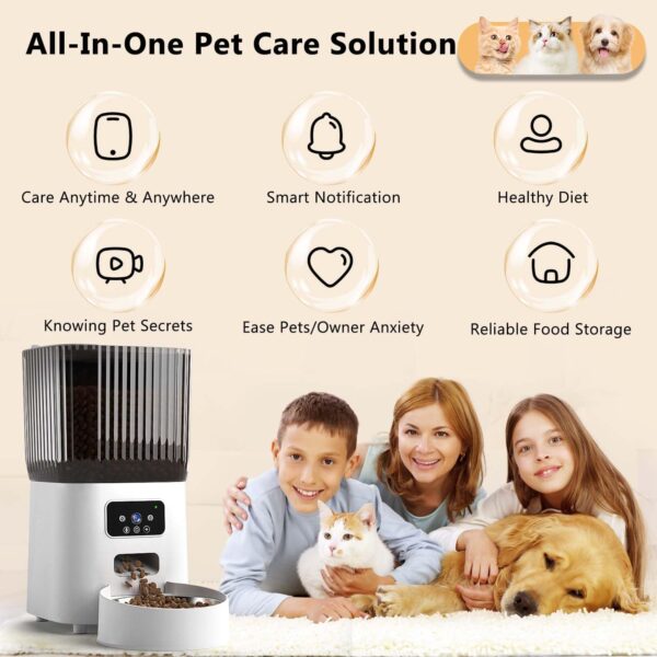 Automatic Cat Feeder with Camera, 1080P Live Video with Night Vision, 6L/25 Cups Timed Cat Food Dispenser for Remote Feeding, 2-Way Audio, Pet Feeder for Cats and Dogs with App Control - Image 2