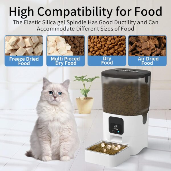 5G WiFi Automatic Cat Feeders: Smart Automatic Cat Food Dispenser with Slow Feeding Mode, Detachable for Easy Cleaning, Pet Feeder with Alexa, 1-30 Meals Per Day for Multiple Pets (6L/25 Cup) - Image 3