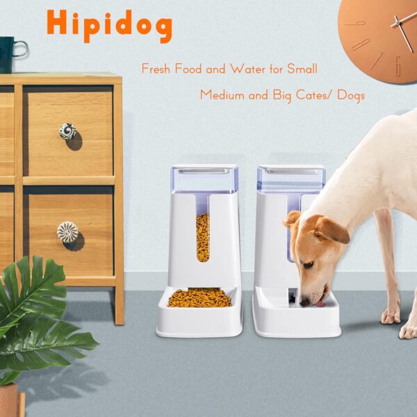 Automatic Cat Feeder and Cat Water Dispenser in Set 2 Packs Automatic Dog Feeder and Dog Water Dispenser 1 Gallon for Small Medium Big Dog Pets Puppy Kitten (white) - Image 2