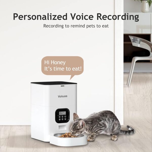 \VOLUAS Automatic Cat Feeders - Timed Pet Feeder for Cats and Dogs with Dry Food Dispenser, Desiccant Bag, Programmable Portion Control, 4 Daily Meals, 10s Voice Recorder - Image 5