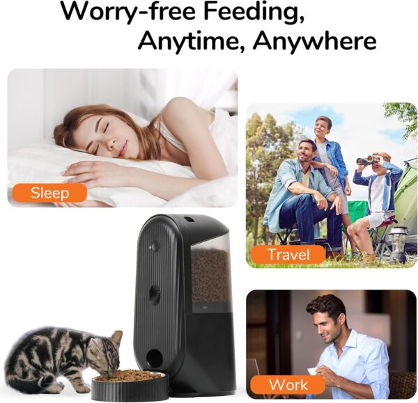 FUKUMARU Automatic Cat Feeder, 2 in 1 Automatic Pet Feeders with Camera and Audio, Support DIY Meals and Timed Control WiFi Cat Food Dispenser, Suit for Cat and Dog - Image 3