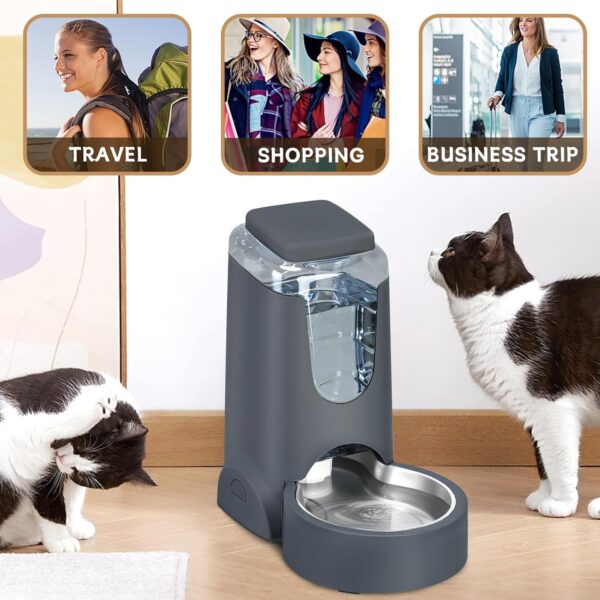 Automatic Cat Feeder and Water Dispenser with Stainless Steel Bowl Dog Gravity Food Feeder and Waterer for Small Medium Pets Puppy Kitten 1 Gallon x 2 - Image 3