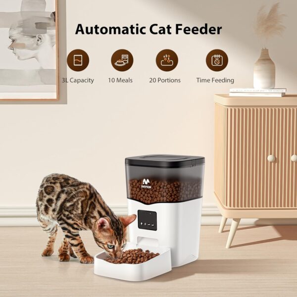 Automatic Cat Feeder WiFi: Automatic Cat Food Dispenser with App Remote Control Timed Feeding of Dry Food 10s Voice Recorder Programmable Pet Feeder for Cat & Small Dog Up to10 Meals - Image 6