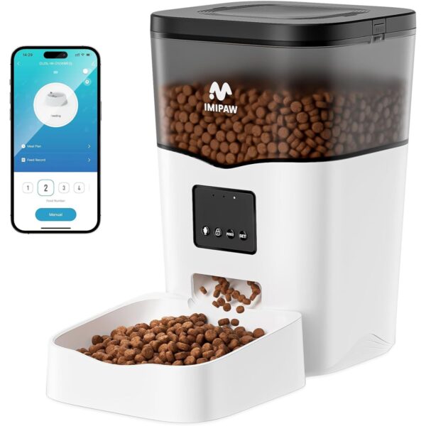 Automatic Cat Feeder WiFi: Automatic Cat Food Dispenser with App Remote Control Timed Feeding of Dry Food 10s Voice Recorder Programmable Pet Feeder for Cat & Small Dog Up to10 Meals