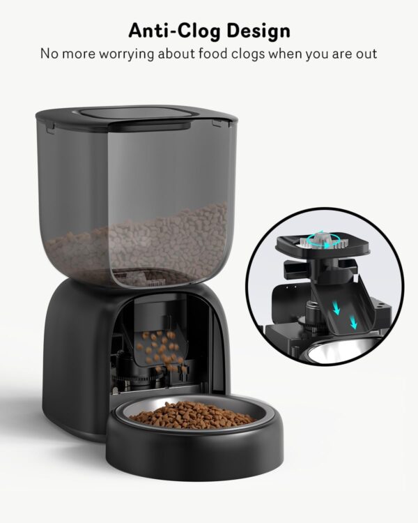 Automatic Cat Feeder, Cat Food Dispenser Battery-Operated with 180-Day Battery Life, Timed Pet Feeder for Cats and Dogs, Desiccant Bag, Programmable Portion Control, 4 Daily Meals, 10s Voice Recorder - Image 5