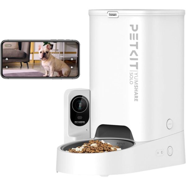 PETKIT Automatic Pet Feeder with Camera, 1080P HD Video with Night Vision, 2.4G WiFi Cat Dog Feeder with 2-Way Audio,Smart App Control Pet Dry Food Dispenser for Cats and Dogs with Non-Stick Food Bowl