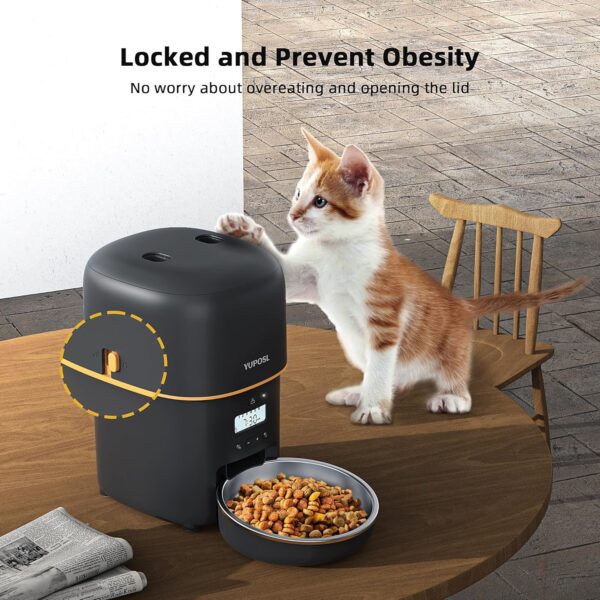 Automatic Cat Feeders - 2L/4L Cat Food Dispenser Easy to Use, Timed Automatic Pet Feeder with Over 180-day Battery Life, 1-6 Meals Dry Food Programmable Portion Control Also for Dogs - Image 3