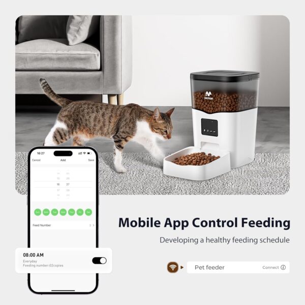 Automatic Cat Feeder WiFi: Automatic Cat Food Dispenser with App Remote Control Timed Feeding of Dry Food 10s Voice Recorder Programmable Pet Feeder for Cat & Small Dog Up to10 Meals - Image 3