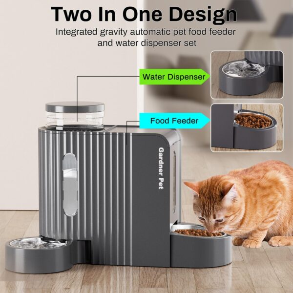 Gardner Pet Automatic Gravity Cat Food Feeder and Water Dispenser Stainless Steel Two-in-One Set Large Capacity Dispenser for Pets Dogs, Puppies, Kittens, Rabbits - Image 2